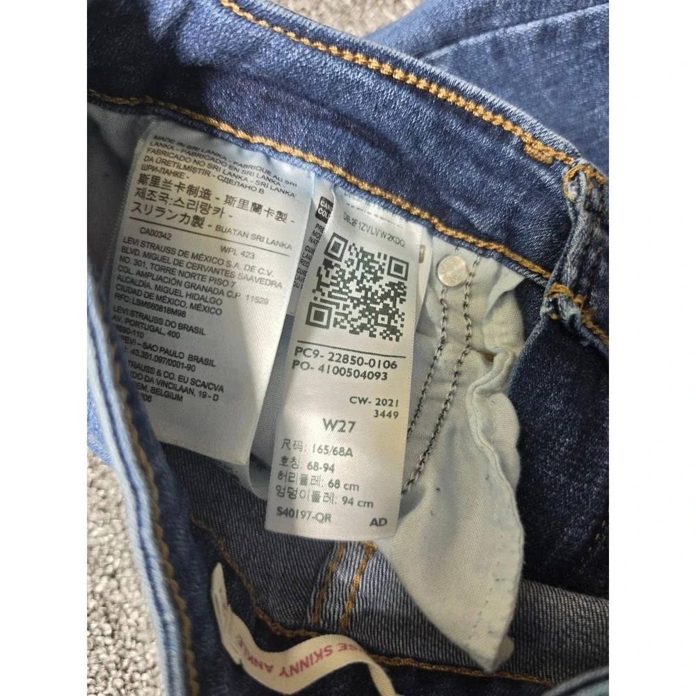 Levi's 721 High Rise Skinny Ankle Jeans Blue Medium Wash Denim 27 22850-0106 - Picture 6 of 9